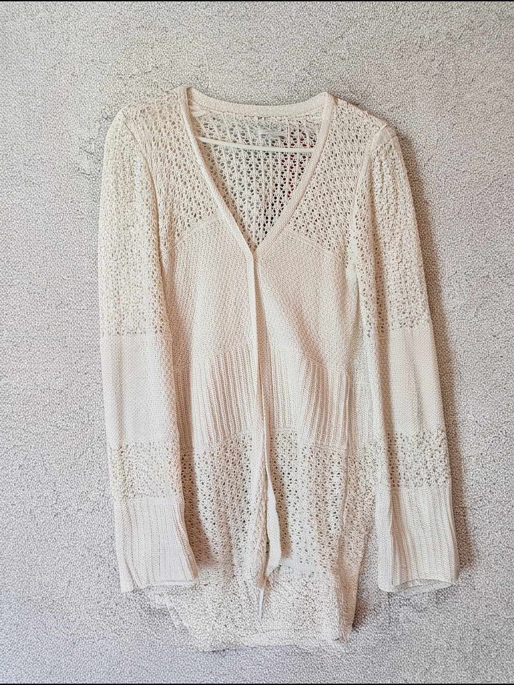 American Eagle Women’s Lightweight Open-Knit Cardigan Sweater - Cream